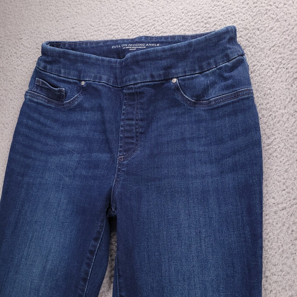CHICOS Jeans Size 6 (0.5R) Pull On Jegging Ankle Mid Rise Stretch Denim - Picture 3 of 12